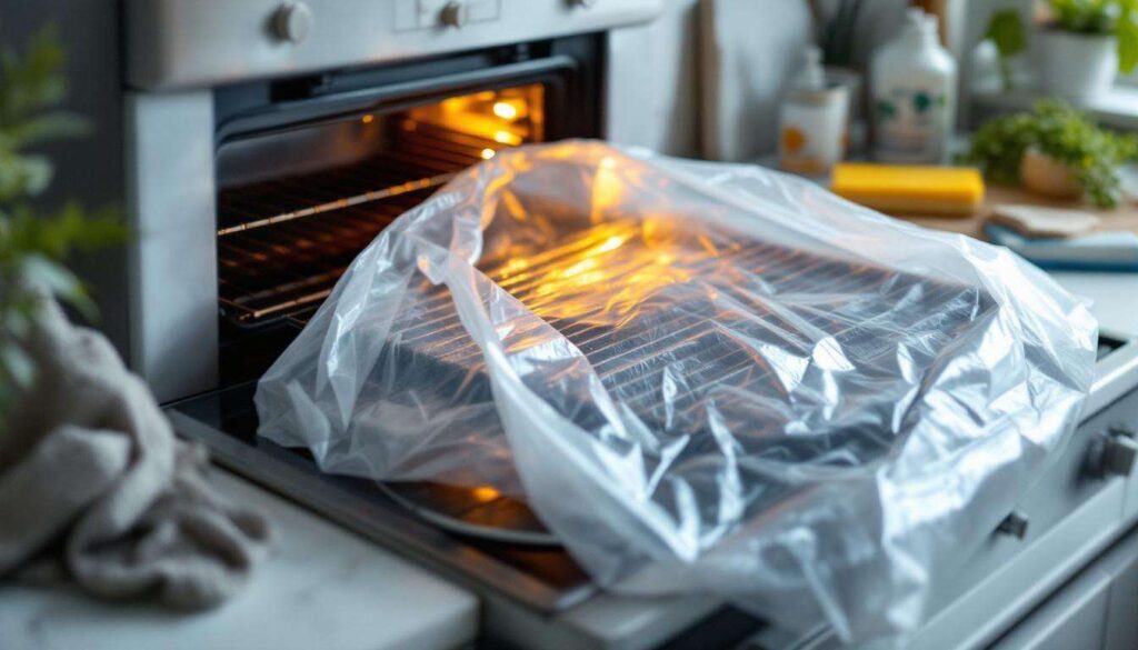 Ten trik z workiem na śmieci sprawia, że czyszczenie kratki piekarnika trwa 10 minut