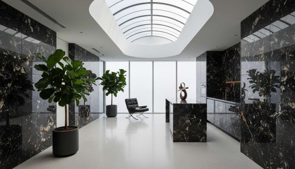 Jak zmieni się wnętrze, gdy zamiast desek podłogę ozdobi mikrocement, a ściany i blaty – granit?