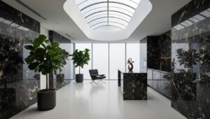 Jak zmieni się wnętrze, gdy zamiast desek podłogę ozdobi mikrocement, a ściany i blaty – granit?