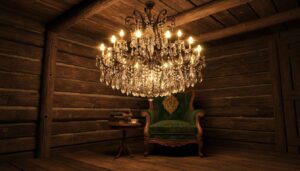 Kryształowe żyrandole jak w pałacu, a to stara chata. Życzenie ojca było jasne